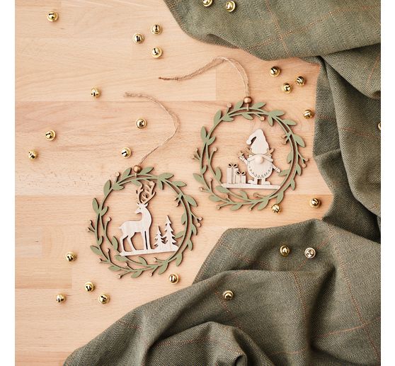 Dekorativní přívěsky VBS "Skřítci a sob", sada 2 kusů