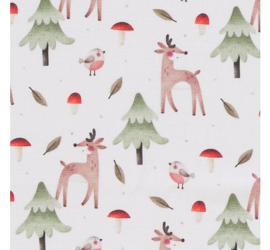 Cotton fabric "Deer in the mushroom forest"