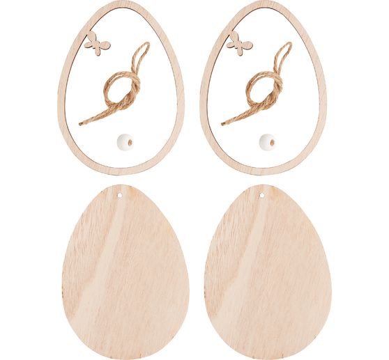 VBS Wooden decoration pendant with frame "Eggs", set of 2