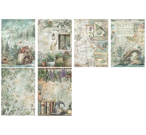 Motiv r&yacute;žov&yacute; pap&iacute;r sada "Herbarium Silvae", 6 ks