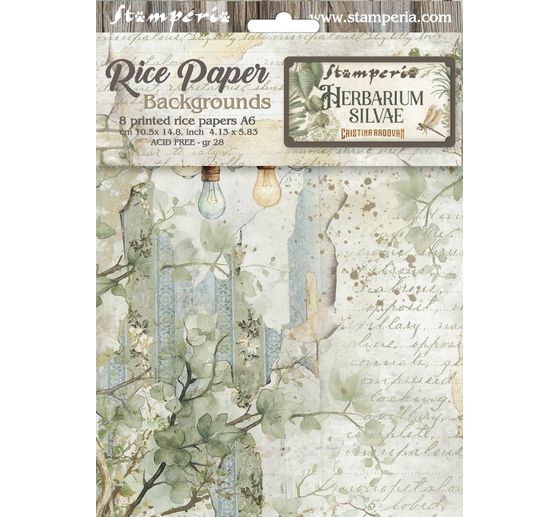 Motiv r&yacute;žov&yacute; pap&iacute;r backgrounds "Herbarium Silvae", sada 8 kusů