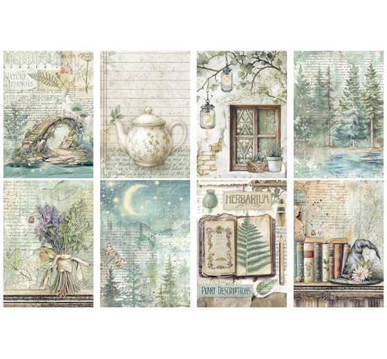 Motiv r&yacute;žov&yacute; pap&iacute;r sada "Herbarium Silvae", sada 8 kusů