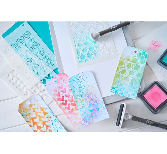 Sizzix Stencil sada"Backgrounds, 4 kusy