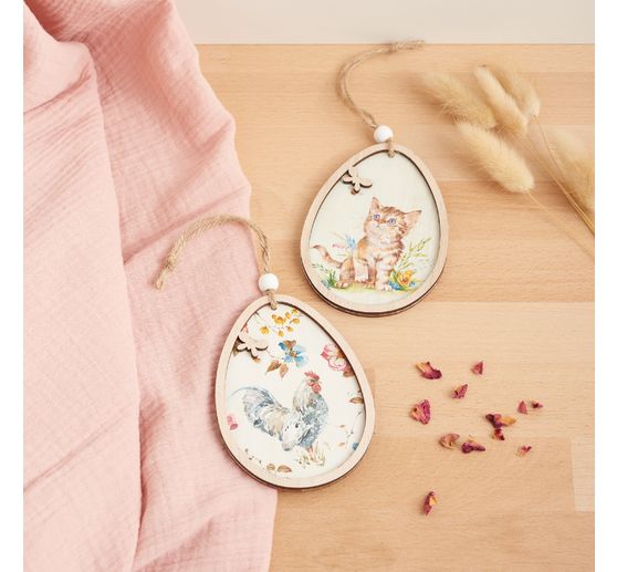 VBS Wooden decoration pendant with frame "Eggs", set of 2