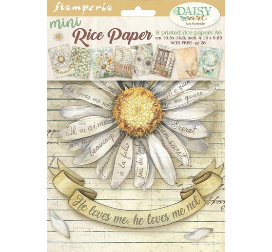 Motiv r&yacute;žov&yacute; pap&iacute;r sada sortiment "Daisy Art", sada 8 ks