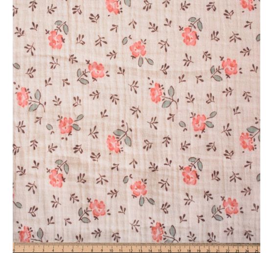 Muslin cotton fabric "Roses"