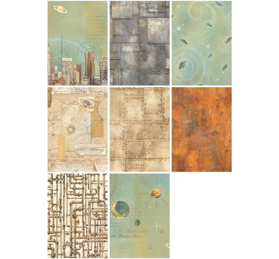 Motif straw silk backgrounds "A New Beginning", set of 8