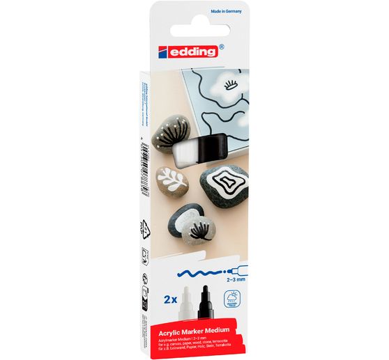 edding 5100 Acrylic "Akrylov&yacute; fix - Čern&aacute;/B&iacute;l&aacute;", Středn&iacute;, sada 2 ks