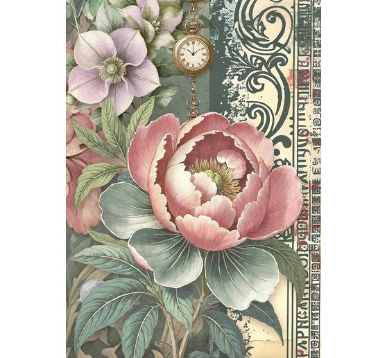 "Zahrady času", sada 8 motivů r&yacute;žov&eacute;ho pap&iacute;ru