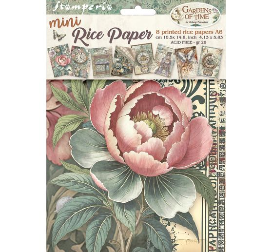 "Zahrady času", sada 8 motivů r&yacute;žov&eacute;ho pap&iacute;ru