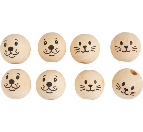 Wooden heads "Dog and Cat", set of 8