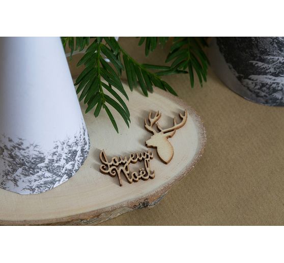 Wooden scatter decorations "Joyeux Noel"