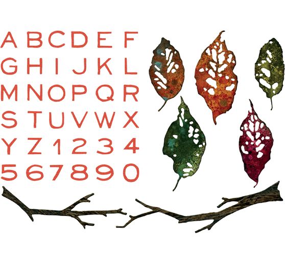 Sizzix Thinlits V&yacute;sekov&aacute; &scaron;ablona "Leaves + Sticks by Tim Holtz"