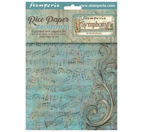 Motiv r&yacute;žov&yacute; pap&iacute;r backgrounds Stamperia "Symphony", DIN A6, sada 8 kusů
