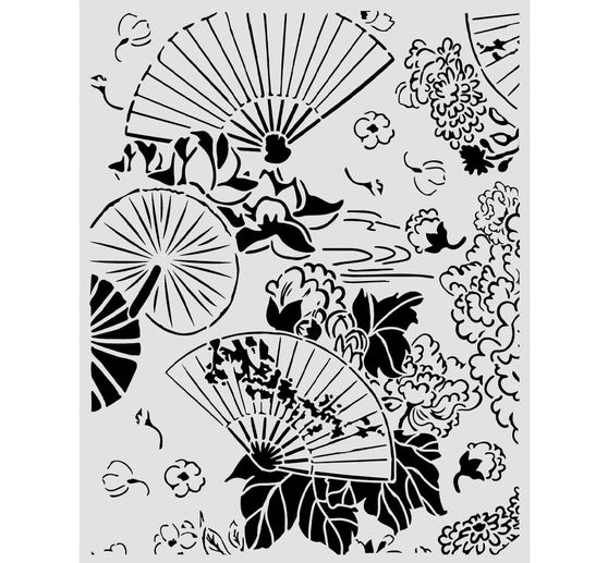 Stamperia Stencil "Oriental Garden - Fans", 20 x 25 cm