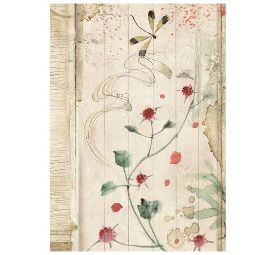 Motiv r&yacute;žov&yacute; pap&iacute;r backgrounds Stamperia "Oriental Garden", DIN A6, sada 8 kusů