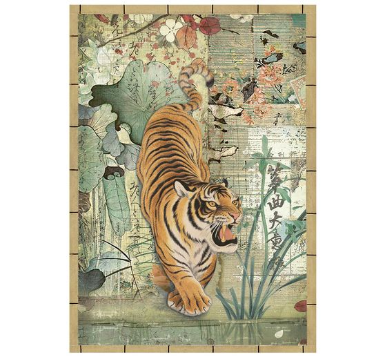 Stamperia Motif straw silk assortment "Oriental Garden", DIN A6, set of 8