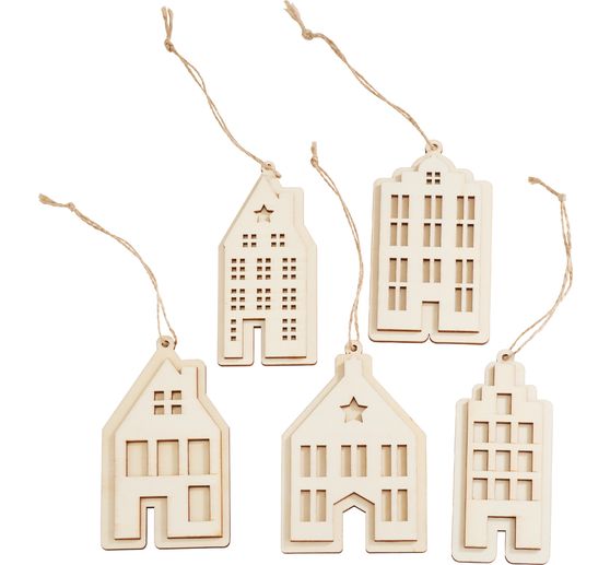 Wooden pendants "Houses"