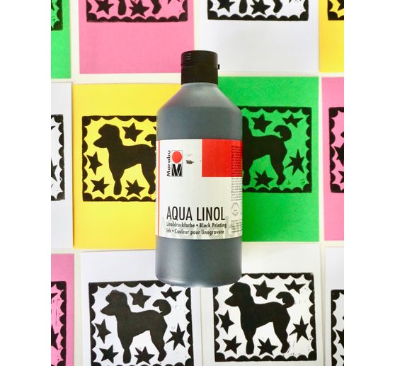 Marabu Aqua barva pro linoryt, čern&aacute;, 500 ml