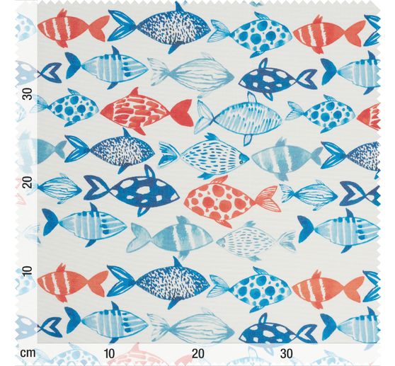 Bavlněn&aacute; l&aacute;tka "Flowing Fishes", potažen&aacute; akrylem