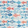 Bavlněn&aacute; l&aacute;tka "Flowing Fishes", potažen&aacute; akrylem