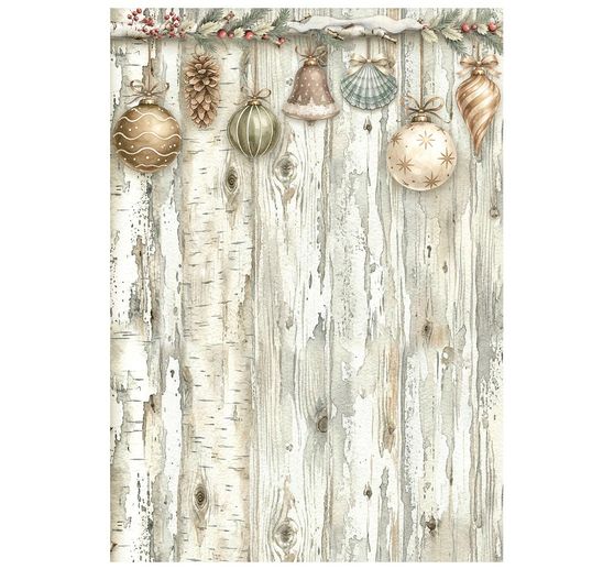 Stamperia Motif straw silk backgrounds "White Christmas", DIN A6, set of 8