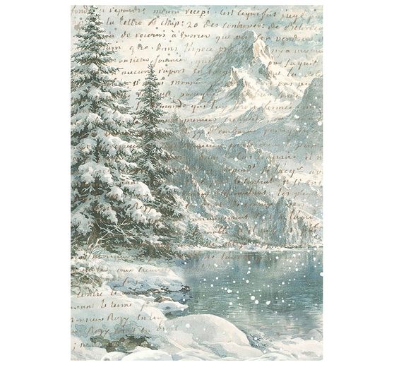 Stamperia Motif straw silk backgrounds "White Christmas", DIN A6, set of 8