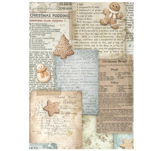 Stamperia Motif straw silk backgrounds "White Christmas", DIN A6, set of 8