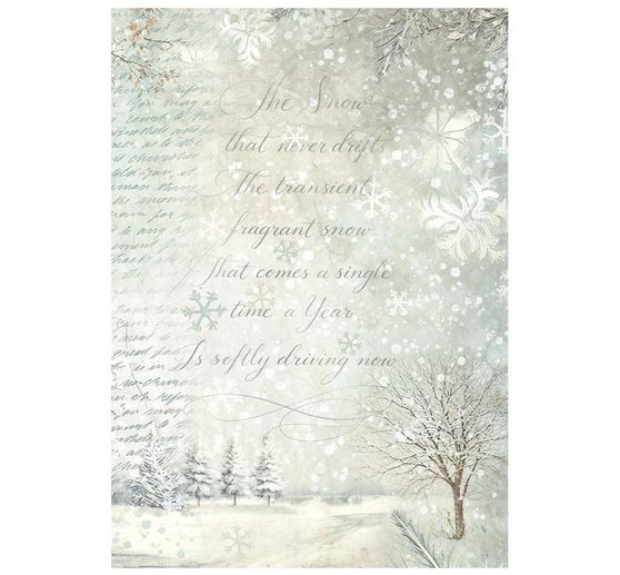 Stamperia Motif straw silk backgrounds "White Christmas", DIN A6, set of 8