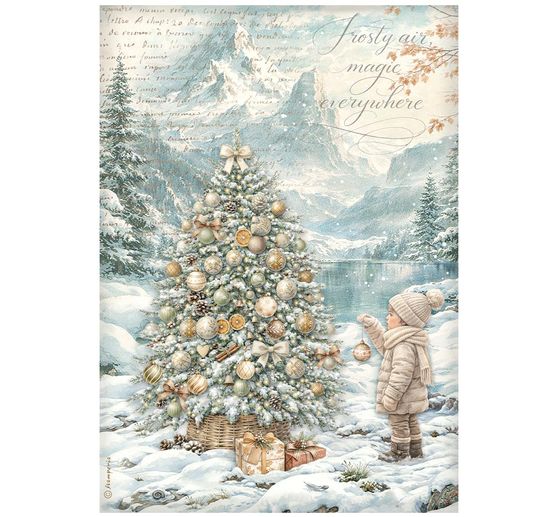 Motiv r&yacute;žov&yacute; pap&iacute;r sada Stamperia "White Christmas", DIN A4, 6 kusů