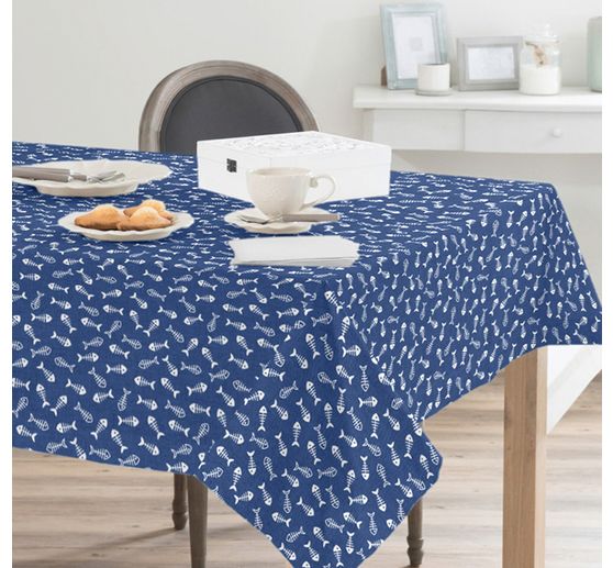 Patterned fabric in linen look "Fish skeletons"