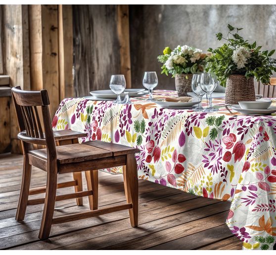 Patterned fabric in linen look "Guajira Leaves"