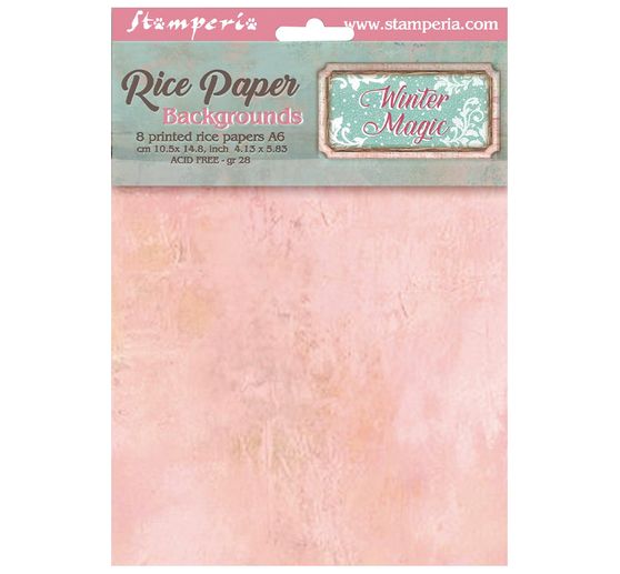 Stamperia Motif straw silk backgrounds "Winter Magic", DIN A6, set of 8