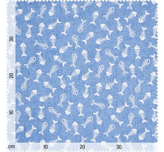 Motif fabric linen look "Fish skeletons"