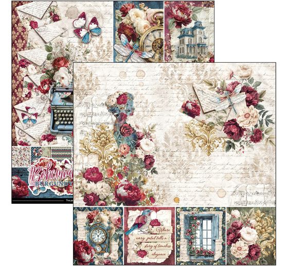 Scrapbook pap&iacute;r Ciao Bella "Bohemian Burgundy"