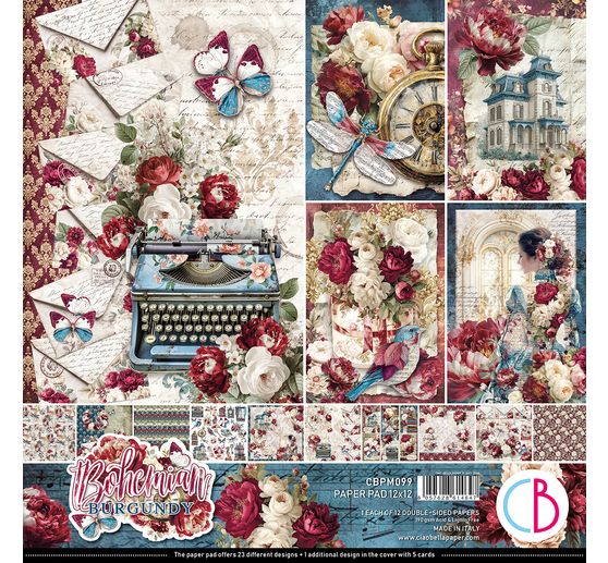 Scrapbook pap&iacute;r Ciao Bella "Bohemian Burgundy"