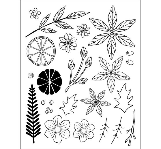 Sizzix Framelits Punching template and Clear Stamps "Winter Florals by Vicki Boutin"
