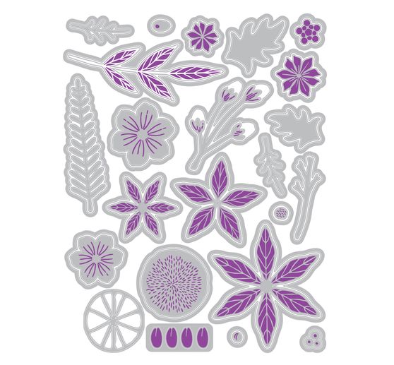 Sizzix Framelits Punching template and Clear Stamps "Winter Florals by Vicki Boutin"