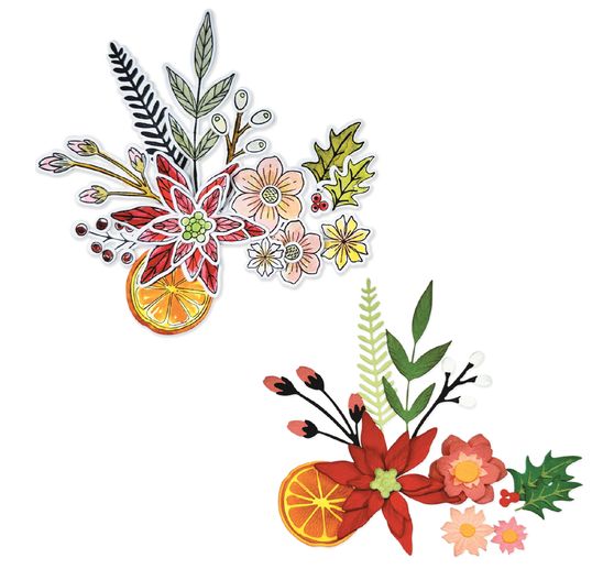 Sizzix Framelits Punching template and Clear Stamps "Winter Florals by Vicki Boutin"