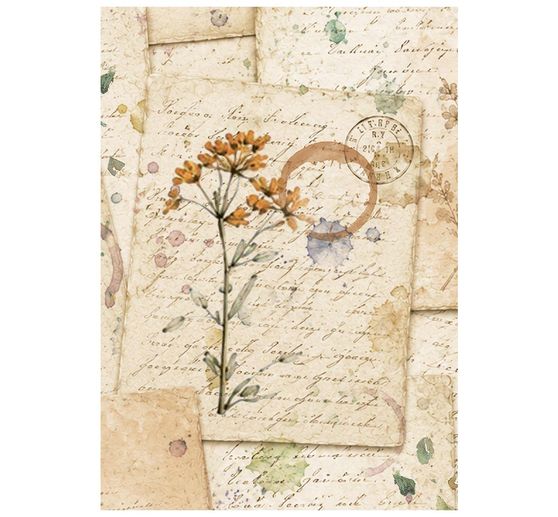 Motiv r&yacute;žov&yacute; pap&iacute;r sada Stamperia "Flowers and Poems", DIN A6, sada 8 kusů