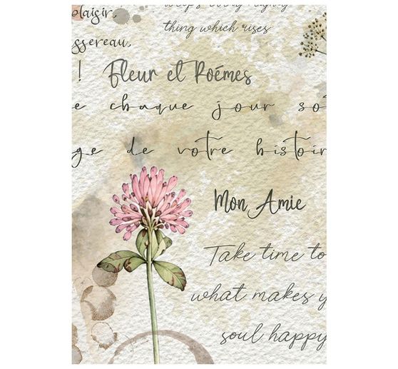 Motiv r&yacute;žov&yacute; pap&iacute;r sada Stamperia "Flowers and Poems", DIN A6, sada 8 kusů