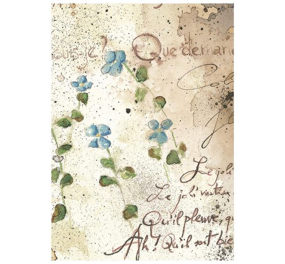 Motiv r&yacute;žov&yacute; pap&iacute;r sada Stamperia "Flowers and Poems", DIN A6, sada 8 kusů