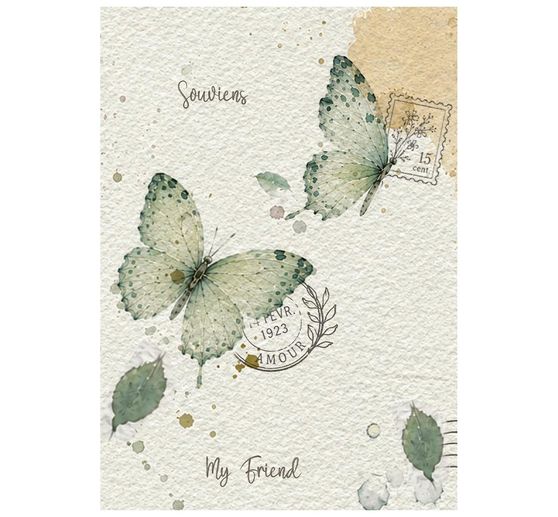 Motiv r&yacute;žov&yacute; pap&iacute;r sada Stamperia "Flowers and Poems", DIN A6, sada 8 kusů