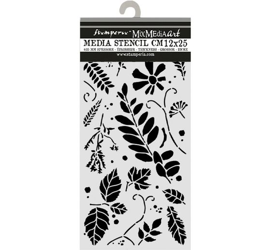 Stamperia Stencil "Flowers and Poems - Mixed Leaves", 12 x 25 cm