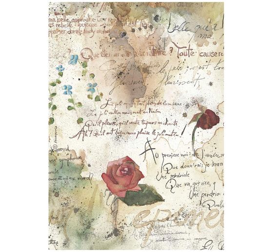 Motiv r&yacute;žov&yacute; pap&iacute;r sada Stamperia "Flowers and Poems", DIN A4, 6 kusů