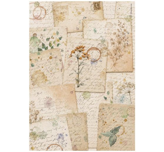 Motiv r&yacute;žov&yacute; pap&iacute;r sada Stamperia "Flowers and Poems", DIN A4, 6 kusů