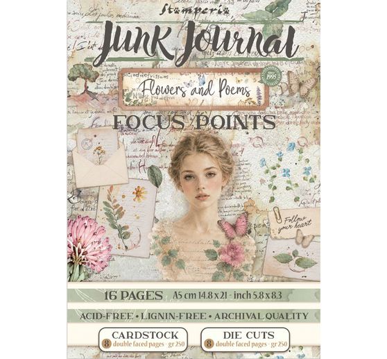 A5 Junk Journal Focus Points Stamperia "Flowers and Poems"