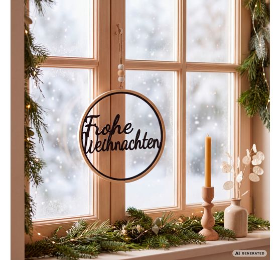 Dřevěn&yacute; kruh s n&aacute;pisem VBS "Frohe Weihnachten"