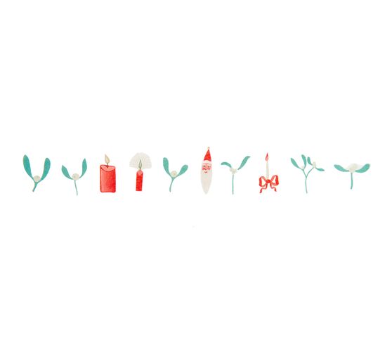 Washi stickers "Mistletoe branches & Candles"