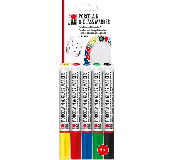 Marabu Porcelain & Glass marker Set, 5 x 3 mm